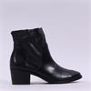 Paul Green Western Block Heel Ankle Boot - Black Soft Leather